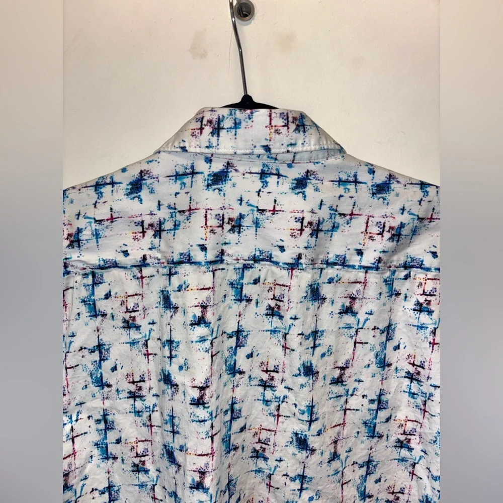 Robert Graham Shirt Mens L Cotton Short Sleeve Button Up